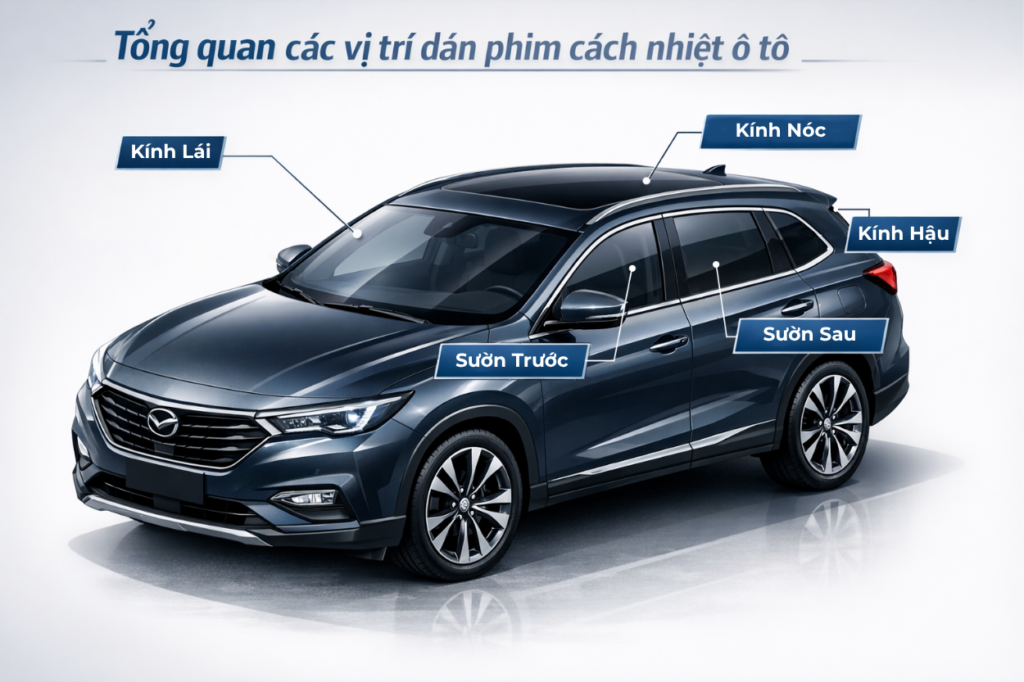 Xe dán phim cách nhiệt ô tô tại Hà Nội hoàn thiện tại VEGO